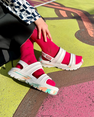 Hunter Boots Österreich - Hunter Bloom-Marmor-Sandale Frauen F6V84F244 Weiß