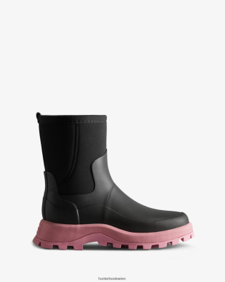 Hunter Boots Österreich - Hunter City Explorer kurze Neoprenstiefel Frauen F6V84F49 schwarz/rosa Sprudel