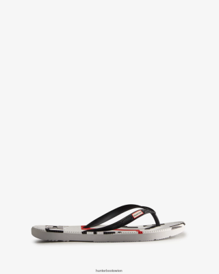 Hunter Boots Österreich - Hunter Flip-Flops mit explodiertem Logo Frauen F6V84F283 Schwarz