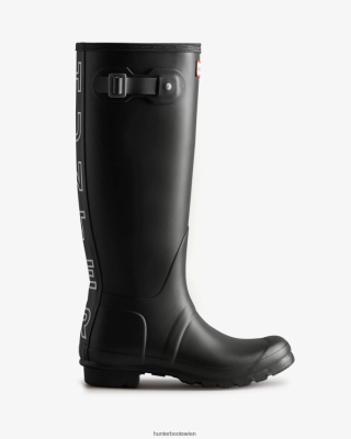 Hunter Boots Österreich - Hunter Hohe Gummistiefel mit Rückenriemen Frauen F6V84F70 schwarz/weiß