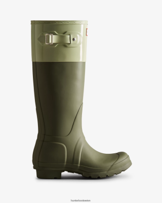 Hunter Boots Österreich - Hunter Hohe Regenstiefel im Farbblockdesign Frauen F6V84F169 Flechtengrün/gedämpftes Grün
