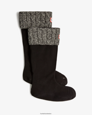 Hunter Boots Österreich - Hunter Hohe Stiefelsocken aus recyceltem 6-Stich-Zopfmuster mit Bündchen Männer F6V84F388 schwarz/grau
