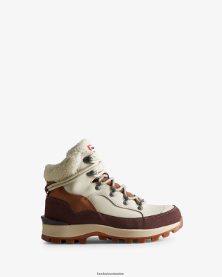 Hunter Boots Österreich - Hunter Isolierte Explorer-Kommandostiefel aus Leder mit Schnürung Frauen F6V84F271 Weiße Weide/Hellbraun/Ruskea-Braun