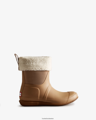 Hunter Boots Österreich - Hunter Isolierte, vegane Shearling-Stiefel mit Rollverschluss Frauen F6V84F202 gelbbraun/weiße Weide