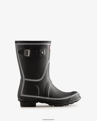 Hunter Boots Österreich - Hunter Kurze Regenstiefel mit reflektierendem Umriss Frauen F6V84F181 Schwarz