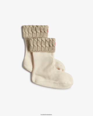 Hunter Boots Österreich - Hunter Kurze Stiefelsocken mit recyceltem 6-Stich-Zopfmuster Männer F6V84F403 Greige