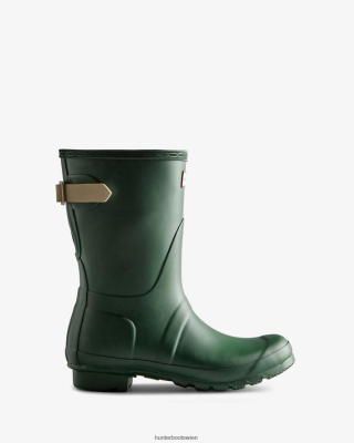 Hunter Boots Österreich - Hunter Kurze, hinten verstellbare Regenstiefel Frauen F6V84F25 Dickichtgrün/Glättstein