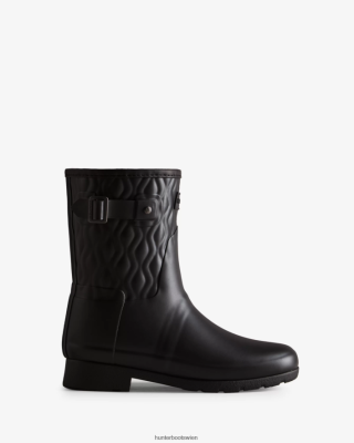Hunter Boots Österreich - Hunter Raffinierte, schmal geschnittene, kurze Gummistiefel mit vertikaler Steppung Frauen F6V84F127 Schwarz