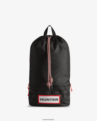 Hunter Boots Österreich - Hunter Reiserucksack aus recyceltem Ripstop-Nylon Männer F6V84F406 schwarz/rotes Box-Logo