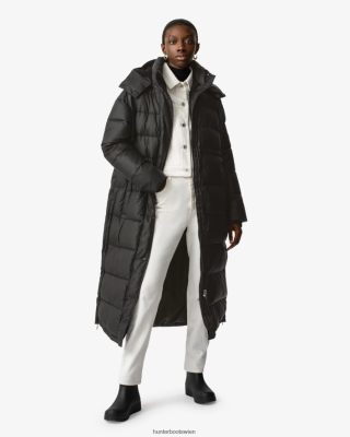 Hunter Boots Österreich - Hunter Unerschrockener, isolierter langer Puffermantel aus Gurtband Frauen F6V84F367 Logo schwarz