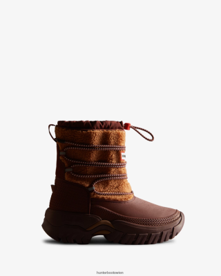 Hunter Boots Österreich - Hunter Wanderer kurze Schneestiefel mit veganer Shearling-Isolierung Frauen F6V84F304 Mawson Creek/gedämpfte Beere