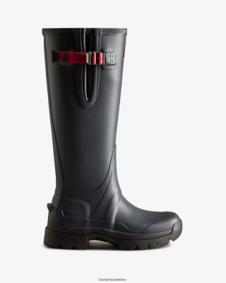 Hunter Stiefel Gefüttert - Hunter Balmoral verstellbare 3-mm-Neopren-Regenstiefel Frauen F6V84F69 Marine/Pfefferkorn