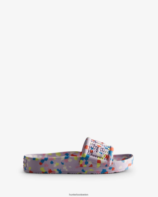 Hunter Stiefel Gefüttert - Hunter Bloom-Marmorrutschen Frauen F6V84F237 temperiertes Lila