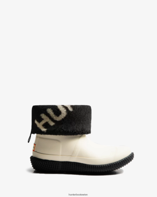 Hunter Stiefel Gefüttert - Hunter Isolierte, vegane Lammfellstiefel mit Rolltop und Logo Frauen F6V84F273 weiße Weide