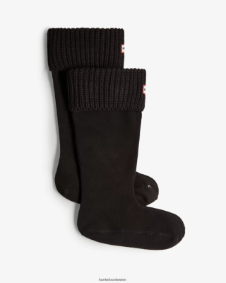 Hunter Stiefel Gefüttert - Hunter Recycelte hohe Stiefelsocken mit halber Strickjacke und Manschette Männer F6V84F489 Schwarz