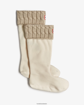 Hunter Stiefel Wien - Hunter Hohe Stiefelsocken aus recyceltem 6-Stich-Zopfmuster mit Bündchen Männer F6V84F401 Greige