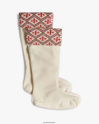 Hunter Stiefel Wien - Hunter Recycelte hohe Stiefelsocken mit Fairisle-Manschette Männer F6V84F443 Weiß